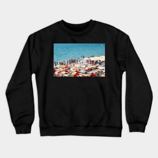 Many People on Italian Beach Defocused Crewneck Sweatshirt